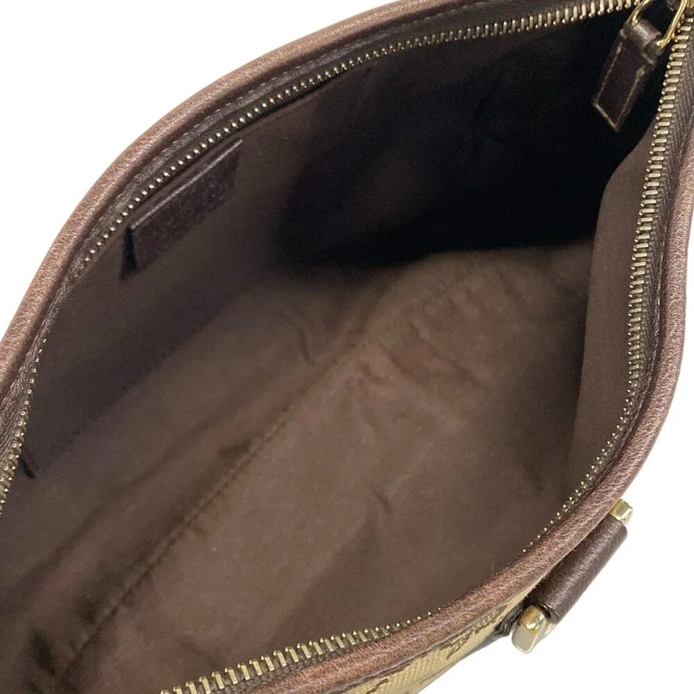 Gucci GG Pattern, Abbey Handbag 130939 Beige Dark Brown Jacquard Leather